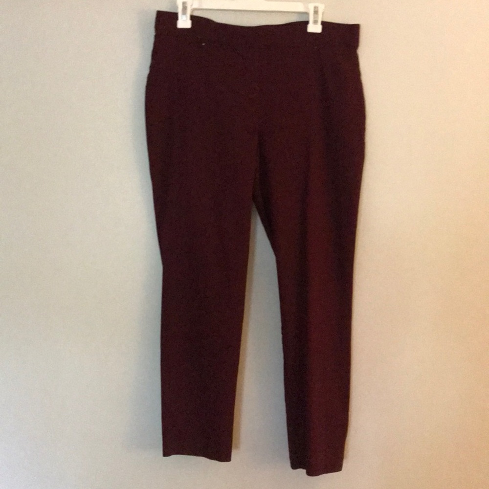 Burgundy elastic waist pants